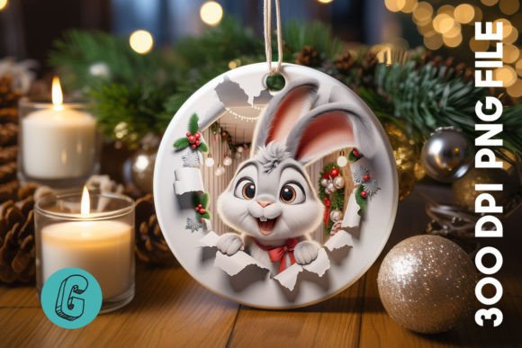 3D Rabbit Ornament Graphics for Festive Branding