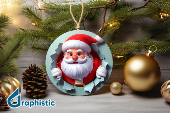 3D Santa Ornament Graphics for Festive Product Designs