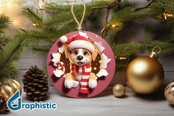 A Dog Christmas Ornament Graphic for Crafters