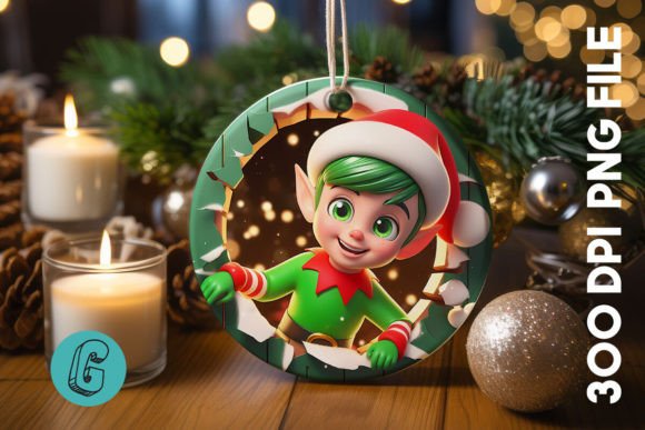 Cute Elf Christmas Ornament Graphics for Illustrations