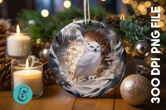 Cute Owl Christmas Ornament Graphics for Illustrations