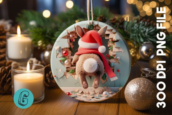 Cute Rabbit Christmas Ornament Graphics for Festive Illustrations