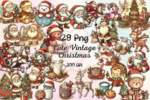 Cute Vintage Christmas Graphics for Seasonal Selling