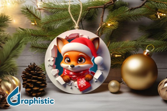 Fox 3D Christmas Ornament PNG Front 06: A Graphic Design Review