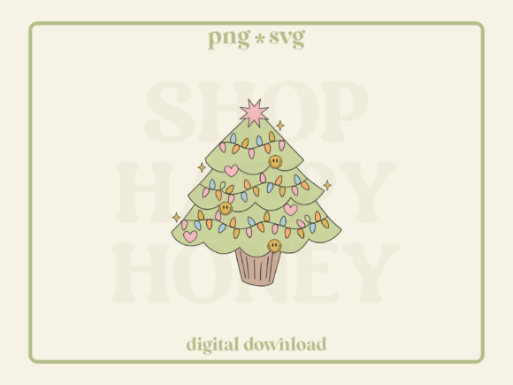 Groovy Christmas Tree Graphics for Brand Illustrations