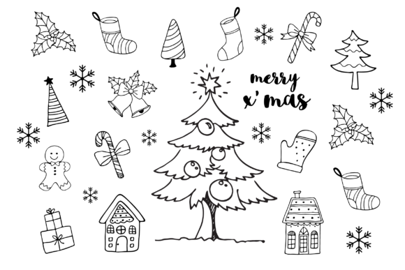 Merry Christmas Doodle Graphics for Brand Illustrations