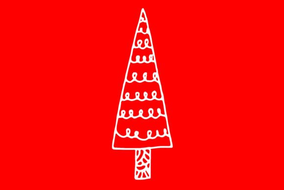 White PNG SVG Christmas Tree Doodles for Branding & Packaging